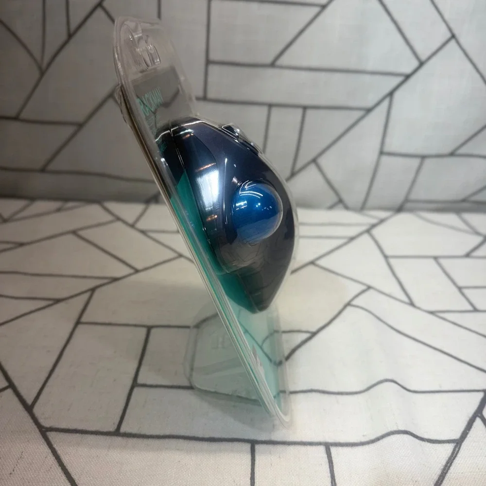 Logitech Trackman M570 Wireless Trackball Mouse Gray Blue Ergonomic New